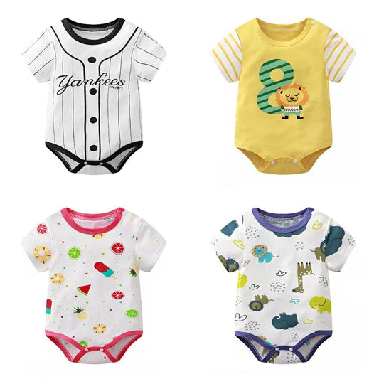 0-12month Infant Costume Summer Clothes Newborn Bodysuit 2022 New Baby Boys Short Sleeve Onesie 100% Cotton Toddler Romper
