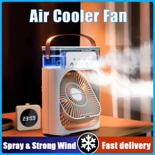 Portable 3 In 1 Humidifier Fan Mini Air Conditioners USB Mini fan LED Night Light Water Mist Fun Air Cooler Humidifie For Home