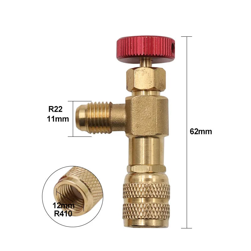Air Conditioning Refrigerant Safety Valve R410A R22 1/4 " Refrigeration Charging Safety Liquid Adapter Hand Tool Parts
