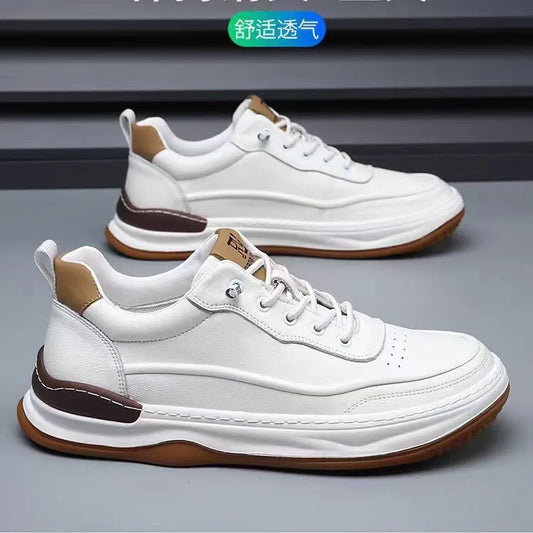 Men's four-season trendy versatile casual shoes fashionable leather sports running shoes non-slip and wear-resistant