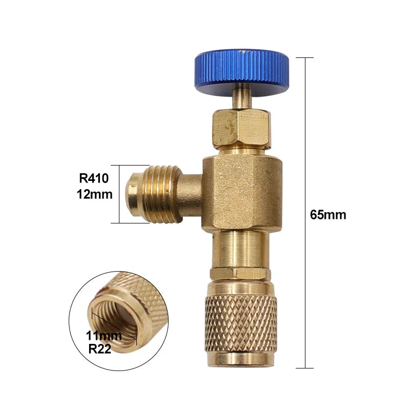 Air Conditioning Refrigerant Safety Valve R410A R22 1/4 " Refrigeration Charging Safety Liquid Adapter Hand Tool Parts