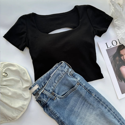 T-shirt Woman clothing Square Neckline tops