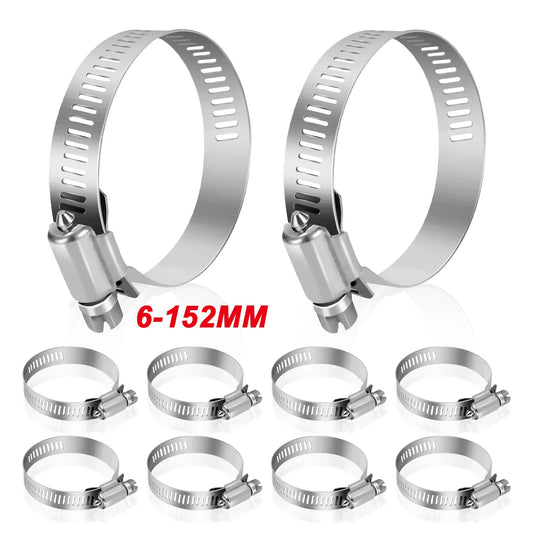 10-20PCS Stainless Steel Hose Clamp Adjustable 6 to 152mm Worm Gear Band Pipe Clamp for Dryer Vent Air Duct Automotive Plumb