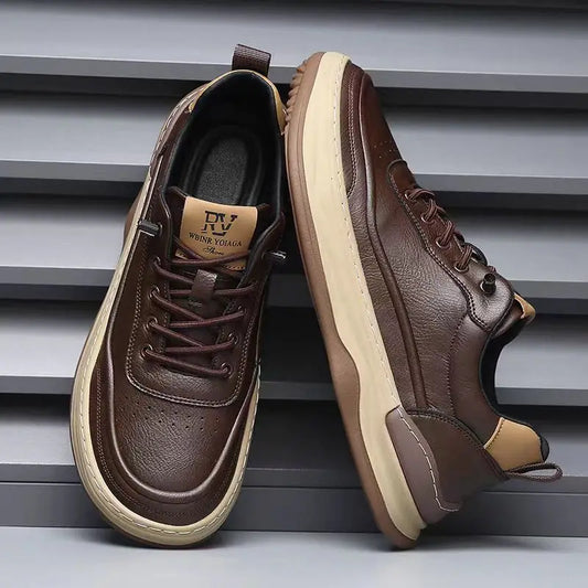 Men's four-season trendy versatile casual shoes fashionable leather sports running shoes non-slip and wear-resistant