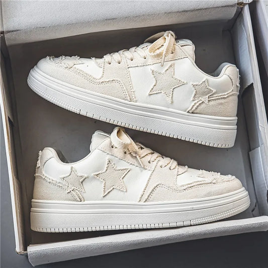 Women Casual Shoes Fashion Star Hip hop Denim Skateboarding Shoes forMen Flat bottom Breathable WalkingShoes Zapatillas De Mujer